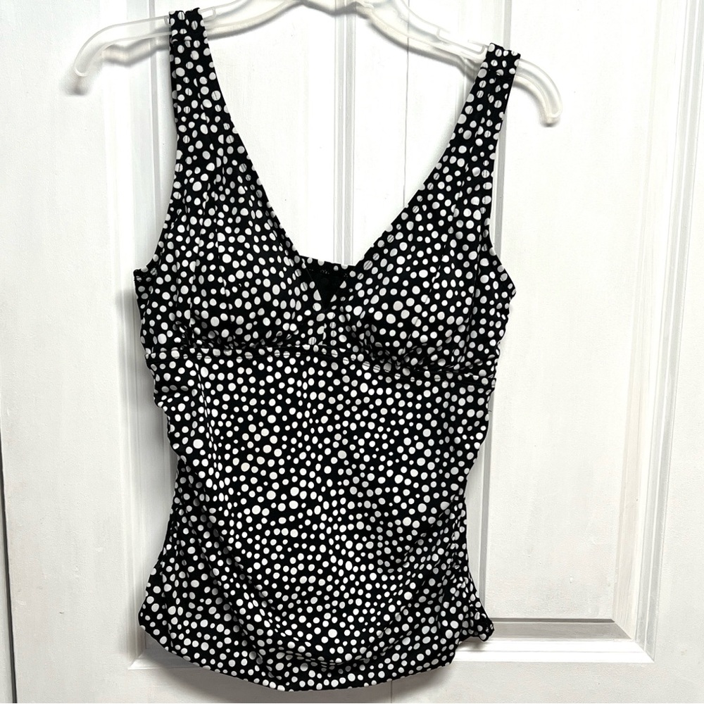 Jaclyn Smith Black and White Polka Dot Tankini Top